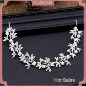 GUCHEN4🎀 Bờm tóc cô dâu pha lê ngọc trai uốn cong màu bạc Băng đô đám cưới phụ kiện tóc