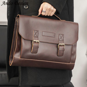 Ando Design New Retro Handbag Briefcases for Men Grazy Horse PU Leather Business Casual Shoulder Bag Large Capacity Laptop Crossbody Bags