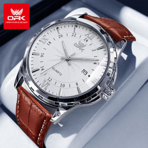 OPK Mens Waterproof Watch Casual High Fashion New Original Leather Strap Quartz Luminous Calendar Digital Dial (1 Year Warranty)