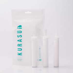 KURASU High Pressure Filtered Shower Head Water Saving Stainless Steel Filter PP Cotton Filter