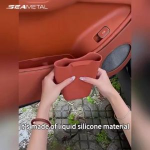 Car Trash Can Silicone Auto Storage Organizer Oil Repellent Easy Clean Wet Dry Dual Purpose