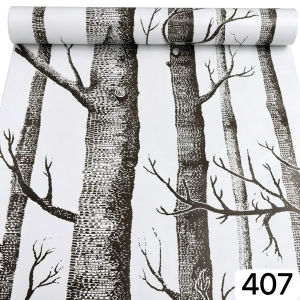 Black White Wallpaper Self Adhesive Waterproof 10m x45cm Tree Forest PVC Wall Sticker Home Decor