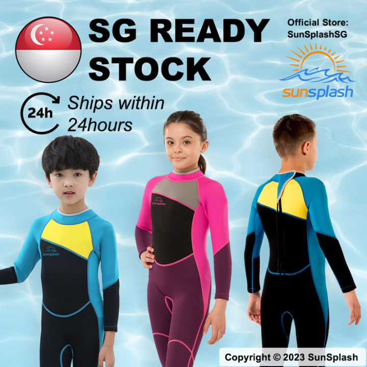 SG Stock Thermal Swimwear Kids 2.5mm Neoprene Swimsuit UPF50 UV Protection Swim Suit Children Boy Girl Wetsuit Surf Dive Lazada Singapore