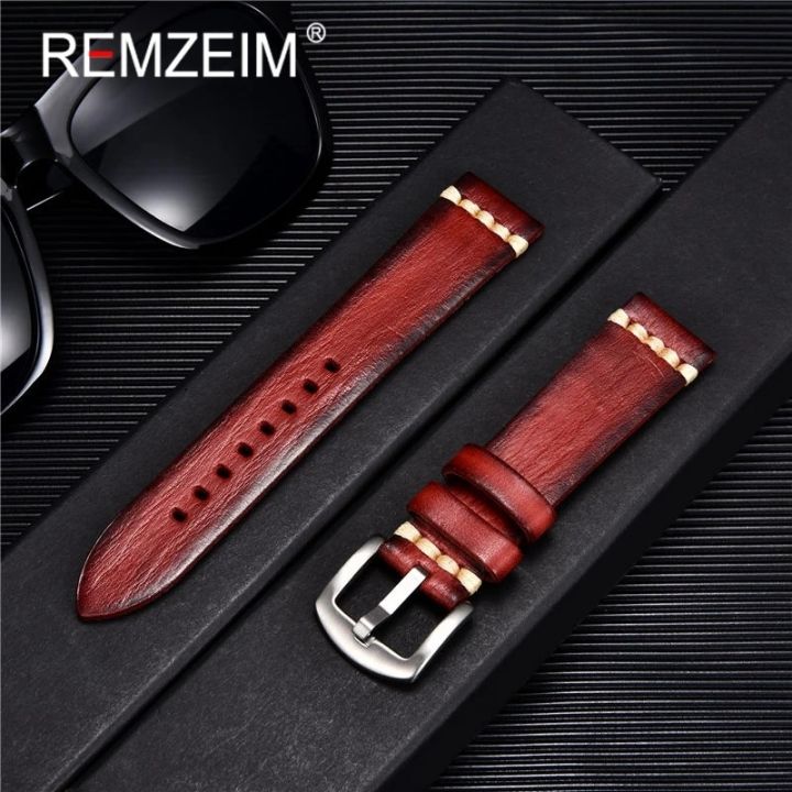 Premium Uhrenarmband(extra Lang) 24mm Schwarz Leder