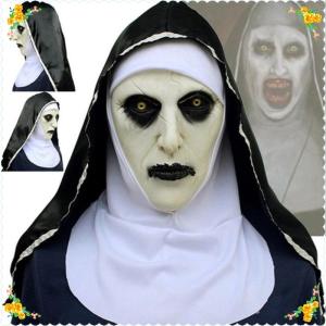 🔥【Special price】🔥🔥[ FLASH SALE ] The Horror Scary Nun Latex Mask w Headscarf Valak Cosplay for Halloween Costume