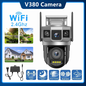 WiFi Camera Dual Lens 3 Screen Outdoor Wireless IP Camera CCTV 6K12MP Audio Auto Tracking Color Night Vision
