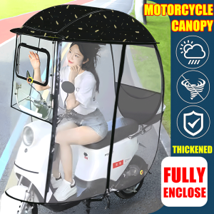 【No Damage By Using 20 Years】DELILAH Thickened Motorcycle Canopy Protective Gear Electric Car Canopy Windproof Rainproof Scooter Cover Rain Sun Protection Umbrella Electric Bicycle Windshield Electric Car Scooter Cover Rain with Bracket