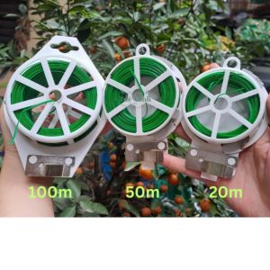 100m cuộn dây lõi thép bọc nhựa dài cố định lan cây cành có dao cắt buộc lan-NIEVE