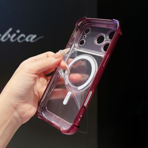 Matte Plating Shockproof Magnetic Clear Phone Case For iPhone 17 13 14 15 16 Plus 18 Pro Max For Magsafe Wireless Charge Cover