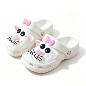 Childrens Fashion Cute Cartoon Sandals White Rubber Cat Design Two-in-One Wear Non-slip Slippers Comfortable Fit Versatile Design 070523