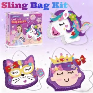 DIY Felt Cat Crossbody Bag Craft Toy For Girls Princess Unicorn Hand Eye Coordination Creativity Handmade