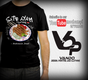 BAJU KAOS SATE AYAM / KAOS DISTRO / TSHIRT MAKANAN KULINER INDONESIA FOOD Hitam