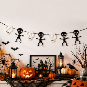 Halloween Banner Skull hanging flag HALLOWEEN Party backdrop decoration hanging ornaments and holiday decoration props