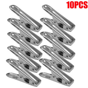 Dozoey เข็มแขวนสายซักผ้าสเตนเลสสตีลตัวหนีบเสื้อผ้า30/1ชิ้นกันลมตัวหนีบโลหะหมวกในห้องน้ำผ้าขนหนูคลิปจัดเก็บที่แขวนซักรีด