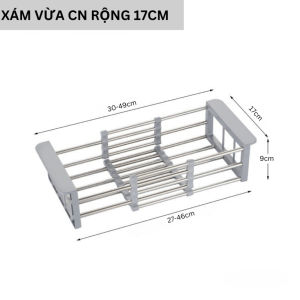 Kệ gác bồn rửa inox 304 đựng chén bát dĩa ráo điều chỉnh kích thước đa dụng cho gia đình Easy Stuff