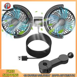 Winnereco Dual Head Car Seat Back Cooling Fan 3-Speed USB Car Electric Cooling Fan Car Neck Cooler Fan for Car Home Accessories