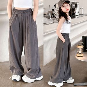 Summer Pants for Teens Girls 12 to 15 Silk Lightweight Anti-mosquit Soft Baggy Pants for Kids Girl Wide leg Pnats Fashion Long Pants for Kids Girls