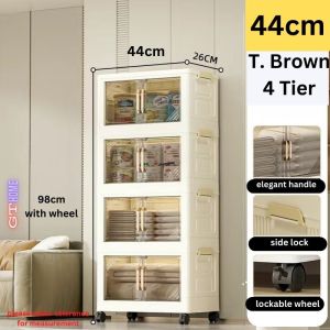 Foldable Stackable Bedroom Storage Cabinet with Dual Magnetic Doors and Lockable Wheels