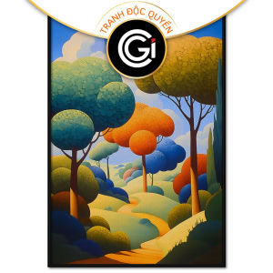 Tranh phong cách Bắc Âu phong cảnh khu rừng tranh treo tường dán tường trang trí hiện đại decor nội thất.CGI-752