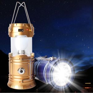 ตะเกียง ไฟแคมป์ปิ้ง โคมไฟแคมป์ปิ้ง หลอดไฟ ตะเกียงไฟฉาย 2in1 ชาร์จไฟบ้านและพลังงานแสงอาทิตย์