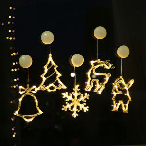 LED Christmas Decorative Lights String Sucker Bells Hanging Lights Snowman Christmas Tree Atmosphere Lights Home Lighting For Shopping Mall Window Scene Layout