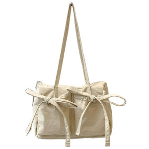 【Alloet】 Stylish Womens Casual Tote Bag with Bow Embellishment Lightweight and Perfect for Shopping