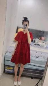 DRESS BABYDOLL IMLEK CNY TERBARU MERAH RED RUFFLE 115