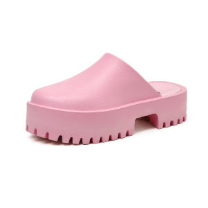 [Free Shipping] Thick-soled height-increasing sandals Korean style closed-toe womens platform super high-heeled clogs beach shoes