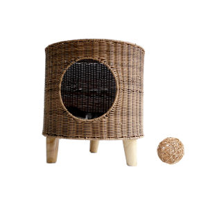 Cat bed warm semi-enclosed rattan dog bed winter supplies cat cage bed three-legged breathable four seasons universal