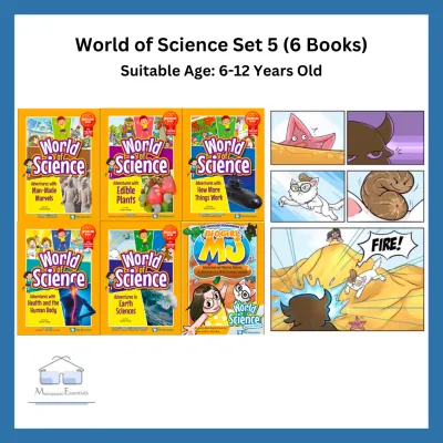 WS E - World of Science Books Series (Full Set 5) (6 Books) - Age 6-12+ Children STEM Science Primary School Learning Comic Book