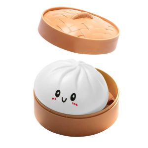 OEUVR With Steamer Dumplings Squishy Toy Soft Fidget Slow Rising Squishy Bun Novelty Realistic Dumpling Sensory Toy AdultsKids