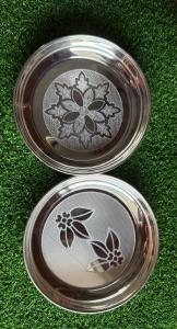 Multipurpose German Silver Plate 5.2 inch  Handmade & Handcrafted White Metal Plates for Pooja