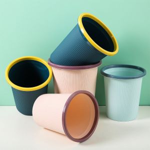Sọt Rác Nhựa Thiết Kế Sọc Dọc Trang Trí Phòng Ngủ Văn Phòng Đẹp Mắt 31X27CM