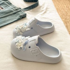 [Free Shipping] Stylish And Versatile These Comfortable Daisy-Patterned Slip-On Sandals Are Perfect For Commuting And Wearing At The Beach.They Are Made Of EVA Material And Feature A Perforated Design