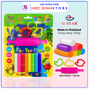 Đất nặn tạo hình 8 màu G-star GS08 có khuôn tạo hình và cây lăn an toàn cho trẻ