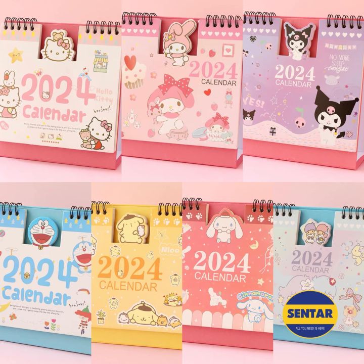 100% Ready Stock Sanrio Flip Calender 2024 Monthly Planner Yearly ...