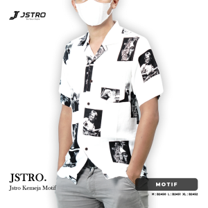 Jstro Kemeja Pendek Putih Motif 3