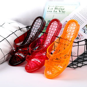 [Free Shipping] New 26 Summer Crystal Jelly Transparent Non-Slip Slippers for Women Indoor Fruit-Style Soft Sole Couples Candy Non-Slip Wear-Resistant Shoes