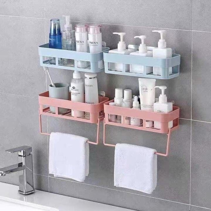 Bathroom Shelf Organizer with Towel Rack Shower Kitchen Rack Storage