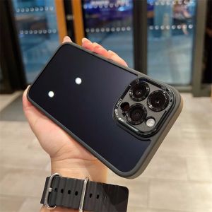 เคสศัพท์เลนส์โลหะ iPhone14 13 12 Pro Max เคสสำหรับ iPhone 14 ผิวสัมผัสอะคริลิกกันตกกันกระแทก