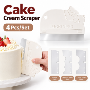 MODERNLUX 4Pcs/Set Linh hoạt Dao vét kem bánh Trong suốt Trắng kem Mịn màng hơn  Lưỡi dao có thể thay thế. Dụng cụ cạo bánh dùng để trang trí bánh nhiều lớp.