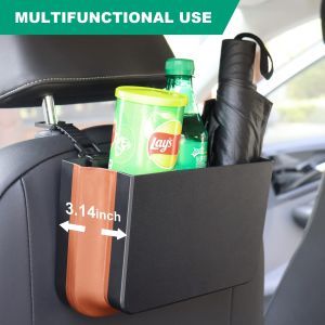 ถังขยะในรถยนต์พร้อมถุงเก็บ ถังขยะในรถยนต์ป้องกันการรั่วซึมพร้อมสายสะพายไหล่ปรับได้ พับเก็บได้ กันน้ําแบบพกพา ถุงขยะในรถยนต์