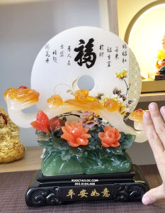 Ngọc bội như ý phong thủy để bàn cao 29cm