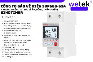 SVP688 Sinotimer Át tổng chống giật thông minh 4 TRONG 1 (công tơ + chống giật + bảo vệ áp + dòng) BH12T 220V 63A