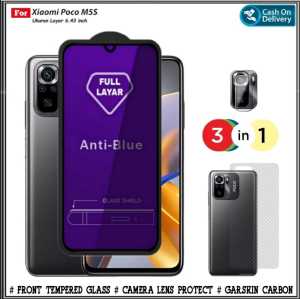 PAKET 3IN1 Full Cover Tempered Glass Blue light Xiaomi Poco M5S Core Full Curved Anti Gores Layar Free Garskin Carbon Dan Anti Gores Camera Blue Light Full Layar Kaca Free Anti Gores Camera Flaxible  Pengiriman Cepat