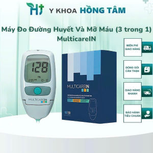 Máy Đo Đường Huyết Mỡ Máu MULTICAREIN Đo 3 Chỉ Số (Glucose Cholesterol Triglyceride) 500 Lần Nhớ