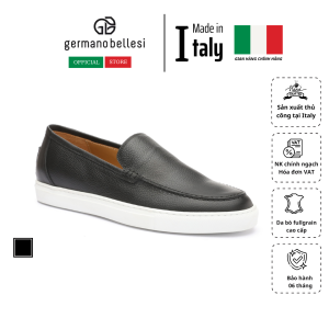 GIày Lười Nam Bằng Da Thật Màu Đen - Germano Bellesi - Sản Xuất Thủ Công Tại Italy_1324