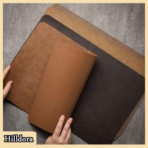 [Hilldora] แผ่นรองจานหนังแท้หรูหราน้ำหนักเบา1ชิ้น ผ้าปูโต๊ะกาแฟสีน้ำตาล PU กันน้ำมันกันความร้อนแผ่นชามตกแต่งโต๊ะ