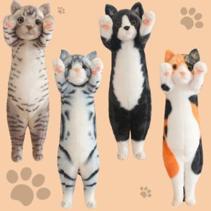 KIDS COY PP Cotton Simulation Cat Plush Toy Stuffed Animal Standing Stuffed Cat Plush Doll Office Sleeping Lifelike Jumpping Kitten Plush Home Decor