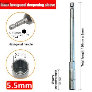 【Special price】Huan 1Pc 5.5-19mm Lengthen Electric Drill Socket Head Bolt Nut Driver Bit Impact Drill Bits Adapter Socket Wrench Extension Bar 150mm